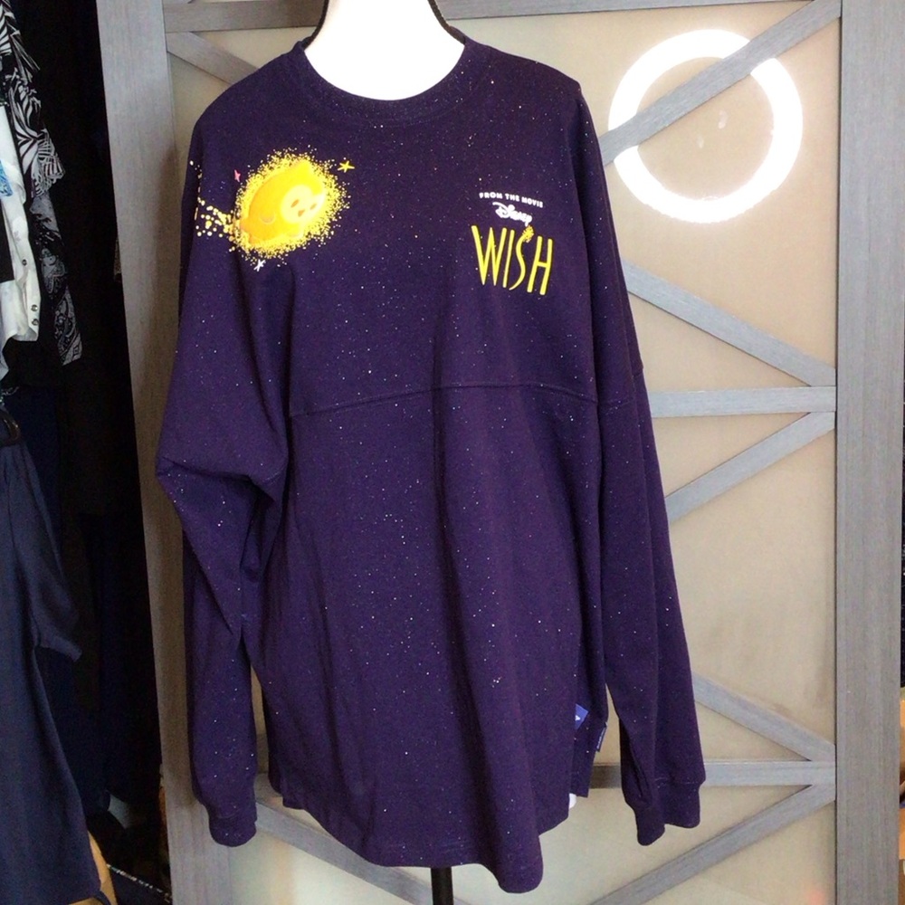 Disney Purple 'Wish' Graphic Crewneck Sport Jersey NWOT